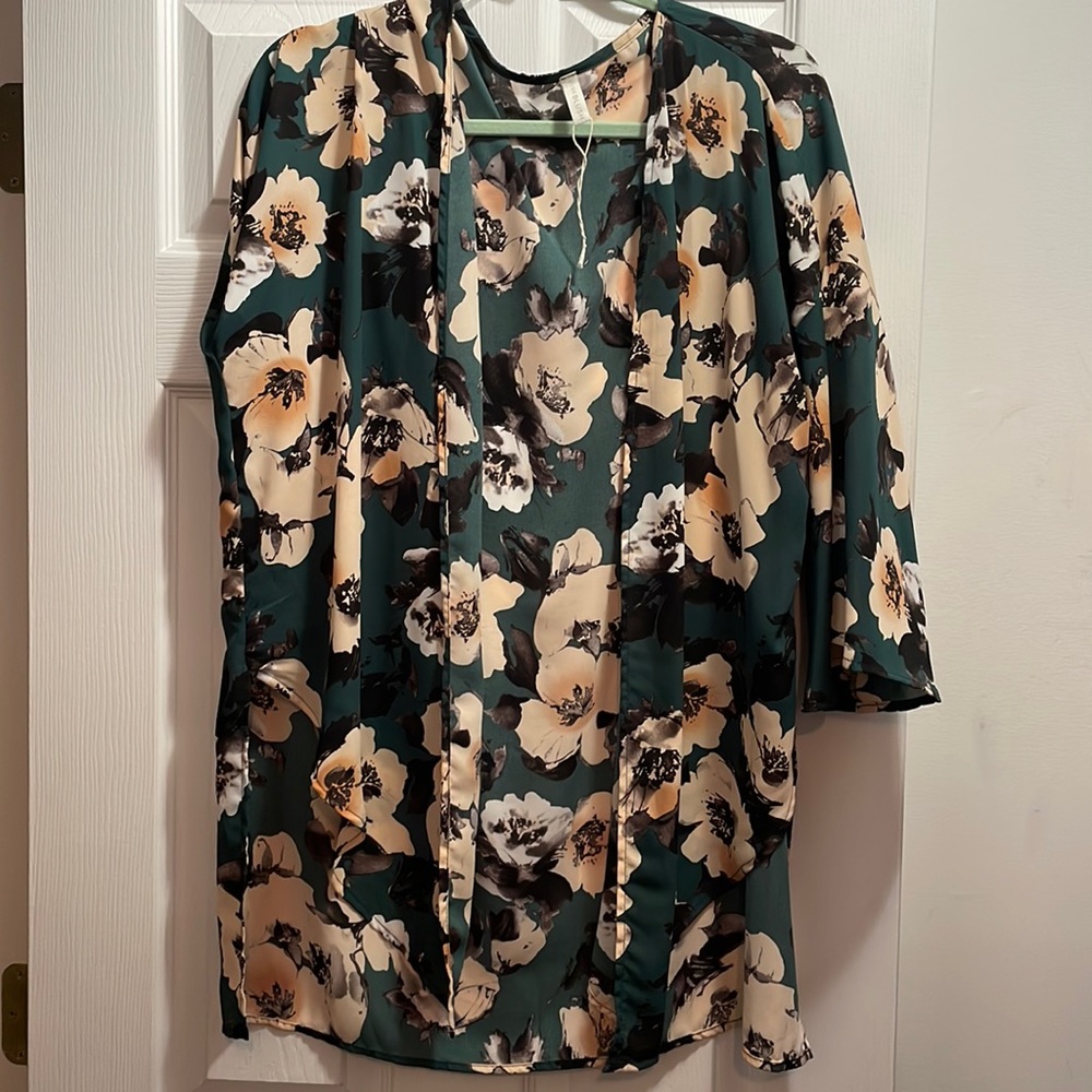 Green floral cover up